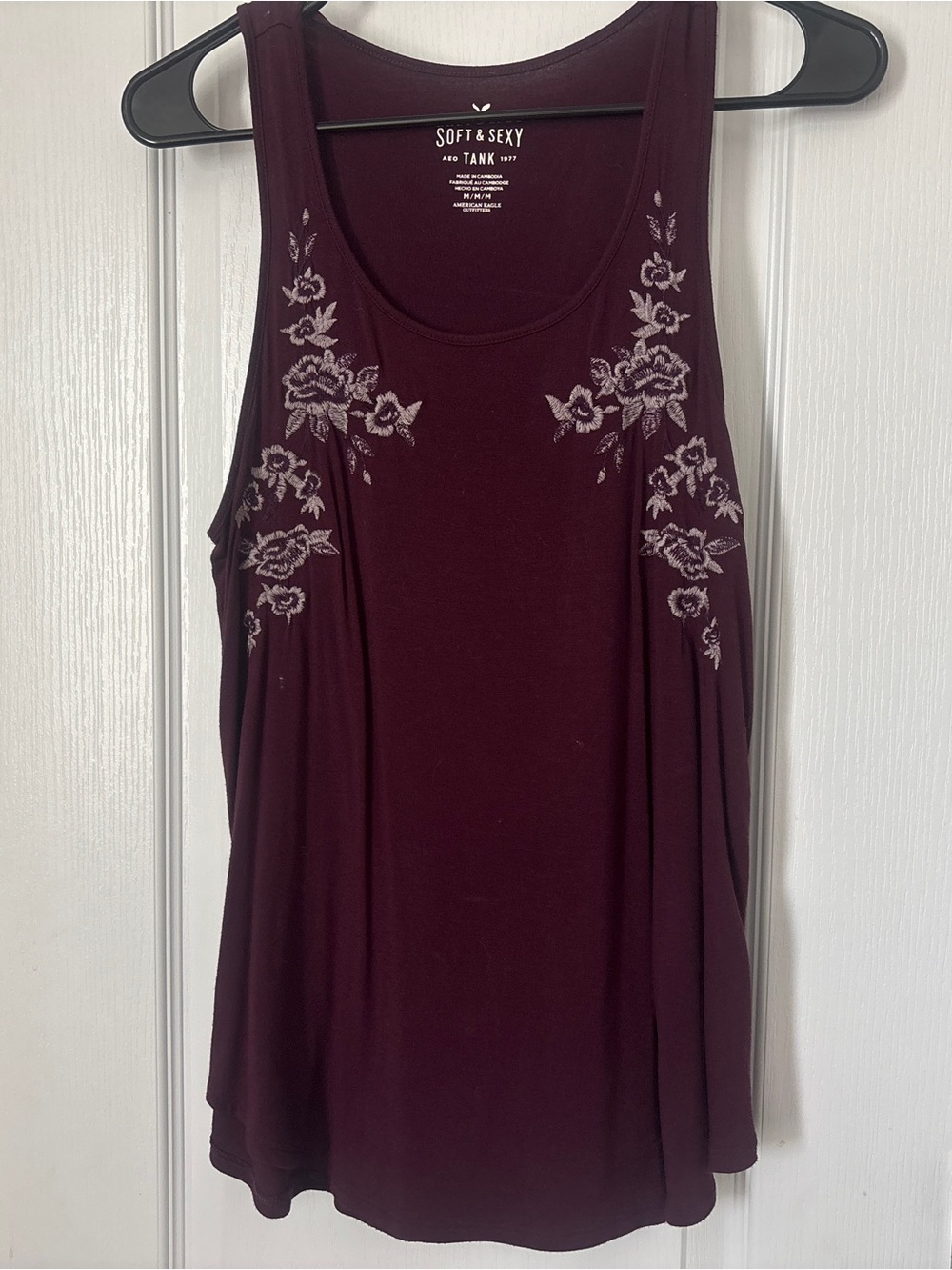 American Eagle Soft & Sexy Floral Tank - Dark Purple - Medium